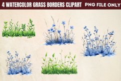 Watercolor Grass Borders Clipart PNG Product Image 1