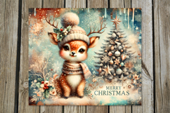 Christmas deer | 4 retro xmas Sublimation Tumbler designs P2 Product Image 5