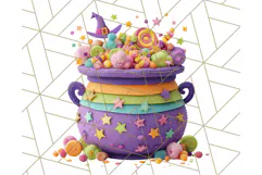 Kawaii Halloween Clipart Cute Kids and Candy Elements Png Product Image 5