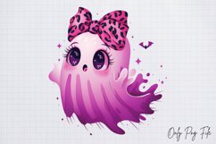 Watercolor Pink Halloween Ghost Clipart PNG Product Image 1