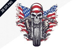 Man Skull Ride American Bike Sublimation -4th of July Design Product Image 1