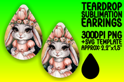 Bright Teardrop Earrings Template Art , Cute Bunny Product Image 1