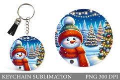 Cute Snowman Keychain Design. Christmas Keychain Sublimation Product Image 1