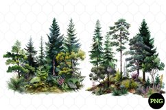 Watercolor Forest Tree Clipart , Watercolor Clipart Product Image 1