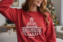 Christmas Tree Split Monogram SVG Outline Holiday Design Product Image 9