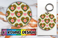 Sweet Keychain Round Design PNG, Valentine's Pattern Product Image 1