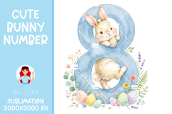 Easter Bunny Number 8 PNG,Baby Shower Sublimation Design Product Image 1