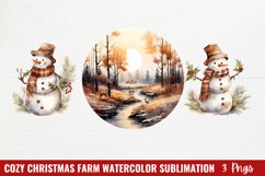 Cozy Christmas Farm Watercolor Sublimation Product Image 1
