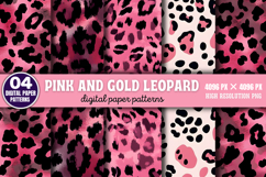 Pink and Gold Leopard Digital Background Paper PNG Product Image 1