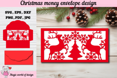 Christmas deer Money Envelope svg, Papercut Gift Card Product Image 1