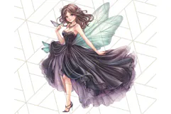Gothic Fairy & Potion Clipart, Dark Fantasy PNG Printable Product Image 5