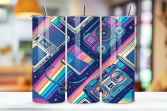 3D Cyber Y2K Glitch Seamless Tumbler Wrap - Pixelated Product Image 3