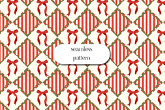 Christmas Bow Seamless Pattern Red Stripes Holiday Digital Product Image 1