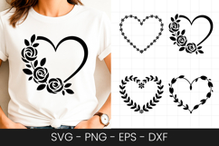 Floral Rose Heart Outline Design SVG PNG Product Image 1