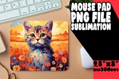 Vibrant Kitty and Flowers Mouse Pad PNG Product Image 1