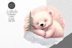 Christmas clipart, Polar bear clipart, Winter sublimation Product Image 1