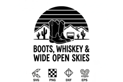 Boots Whiskey Wide Open Skies Svg, Western Cowgirl Svg Png Product Image 8