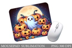 Cute Ghost Mouse Pad. Halloween Mouse Pad Sublimation Product Image 1