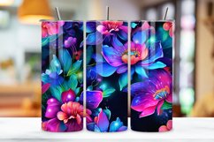 Neon Bloom Delight 3D Sublimation Tumbler Wrap | Sublimation Product Image 3