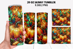 Pumpkins Skinny Tumbler 20oz Wrap Design, Halloween Tumbler Product Image 1