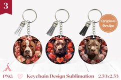 Valentine Dog Keychain PNG, Pit Bull Terrier Keychain Product Image 1