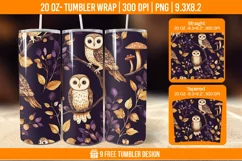 Cute Owl Seemless Tumbler Wrap Designs, Sublimation Wrap Product Image 1