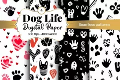 Dog Paw Digital Paper Seamless Scrapbook Paper Product Image 1
