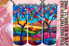 20oz Sublimation Wrap Colorful Stained Glass Tree Tumbler Product Image 1