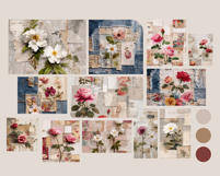 Vintage Floral Digital Paper Set, Shabby Chic Scrapbook Product Image 4