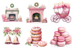 Pink Christmas Watercolor Clipart, Set of 24 Christmas png Product Image 4