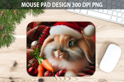 Christmas Rabbit Mouse Pad Sublimation - Animal PNG Design Product Image 1