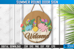 Summer Round Door Sign Laser Cut Bundle, Wooden Welcome Sign Product Image 11