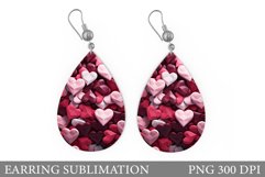 Hearts Earring Design. Hearts Teardrop Earring Sublimation Product Image 1