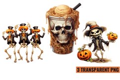 Watercolor Funny Halloween Skeleton sublimation , PNG Product Image 1