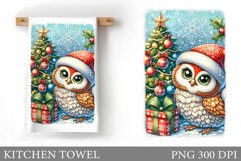 Cute Owl Kitchen Towel. Christmas Owl Kitchen Towel Design Product Image 1
