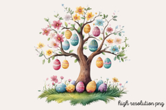 Easter Egg Tree Clipart PNG Product Image 1