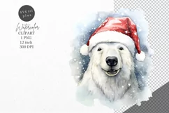 Christmas clipart, Polar bear clipart, Holiday clipart Product Image 1