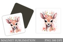 Spring Deer Magnet Design. Cute Deer Magnet Sublimation Product Image 1