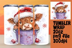 Holiday Watercolor Cow Tumbler Wrap - 20oz Sublimation Product Image 1