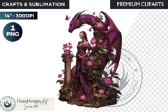Fantasy Dragon witch clipart, enchantress, dragon egg queen Product Image 1