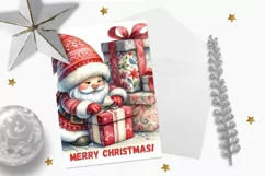 Christmas Greeting Card, Gnome Christmas Card. Watercolor Product Image 1