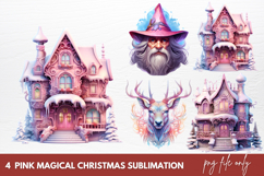 Pink Magical Christmas Sublimation Clipart Product Image 1
