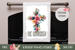 Spring Flowers Towel, Christian Floral Cross Towel Design Product Image 1