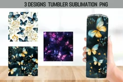 3D Butterflu Neon Tumbler Wrap Sublimation Designs Product Image 1