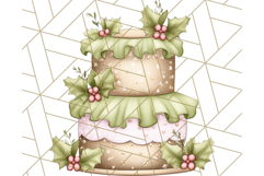 Christmas Cake Clipart PNG, Cottagecore Holiday Desserts Product Image 5