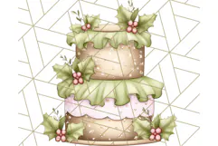 Christmas Cake Clipart PNG, Cottagecore Holiday Desserts Product Image 5