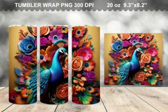 Colorful 3D Rainbow Peacock Tumbler Design Product Image 1