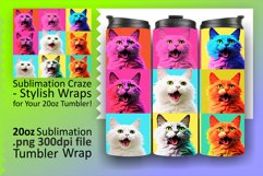 Vibrant Cat Companions: Tumbler Wrap Sublimation Product Image 1