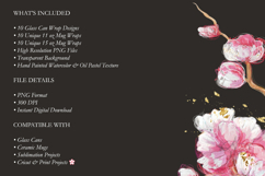 Hand Painted Sakura Mug Wrap Bundle | 30 PNG Designs Product Image 9