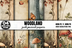 Woodland Junk Journal Digital Paper Bundle PNG Product Image 9